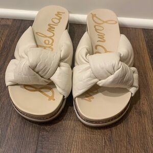 Sam Edelman Knotted Cream Platform Slide Sandals